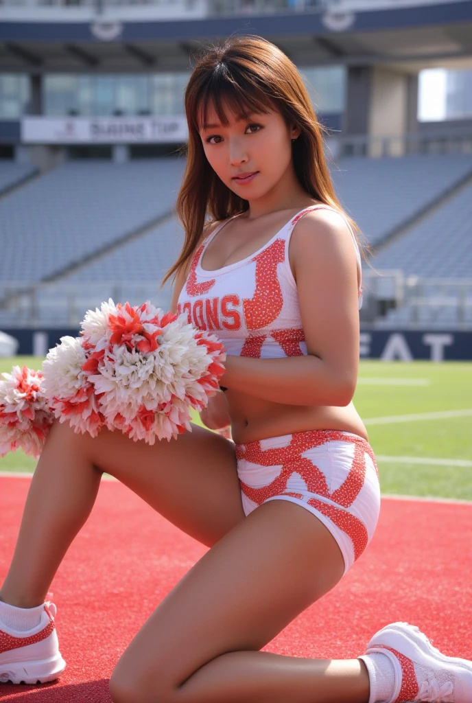 nsfw, nfl cheerleader, in bed, missionary position man on top, sex, large breasts, beauty, japanese