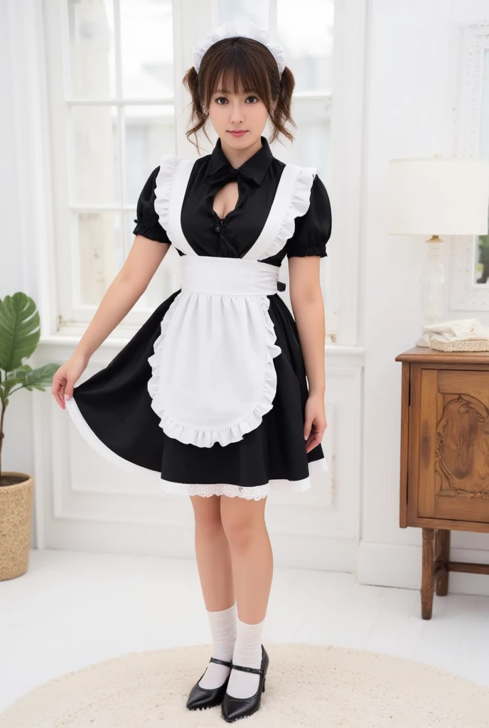 (32k, HDR, High resolution), ((Full body photo,Raw photo, Hyperrealism, masterpiece, Highest quality, ultra High resolution)), (Pin Light, Backlight,Cinematic Light),Close-up of a sexy woman,(Maid clothes,See-through:1.3,Long maid dress:1.3,Woman being penetrated from behind by man,服の上からNipplesが透ける,((Top-down bottom-up doggystyle,vaginale,Sex)),Dynamic Pose), (Huge breasts,Very heavy,Very large, round breasts,Incredibly big ,Exposing large breasts,Deep cleavage,A glimpse,Slipping,Nipples),(Hyper Detail, finely,(Shot from the surroundings,Mr.々Shooting from a different angle),Slender Style,(Korean Idol:1.3,A detailed face:1.3),Beautiful Goddess,Archaic Smile,Ahegao,ecstasy,A provocative smile,Small, plump lips, Straight and cute nose, A little redness on the cheekbones,Long and beautiful eyelashes,Beautiful Face,Narrow waist,Perfect Style