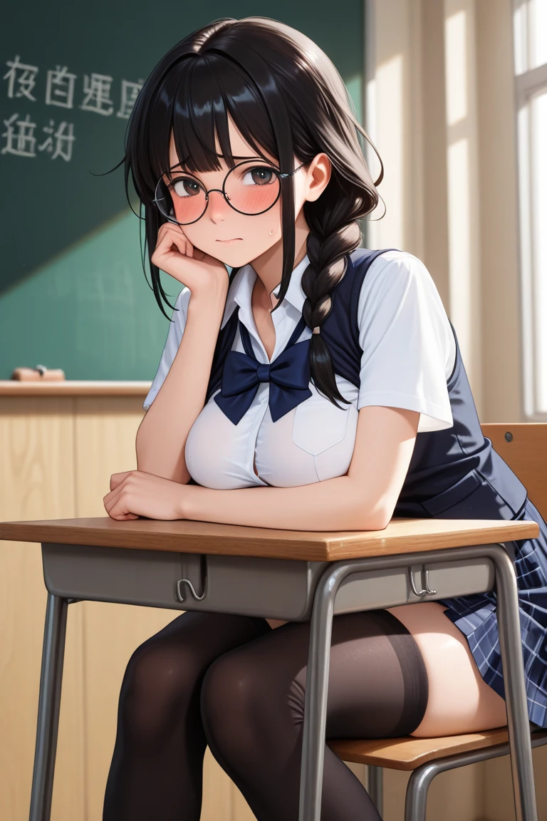 (((masterpiece,Highest Resolution,4K High Resolution,Crisp image quality:)Pussy juice(Detailed Hair,)(Inserting a dildo into a beautiful pussy)((Beautiful black hair braids,Glasses,School Insurance Doctor,,Health Room,Masturbation))(Beautiful big ,Beautiful nipples,Teaching books,Blushing and embarrassed,Spread your legs wide in an M shape,)(Teacher's uniform:1.5)lipstick,Pussy juice,Pubic hair,(White:1.2)