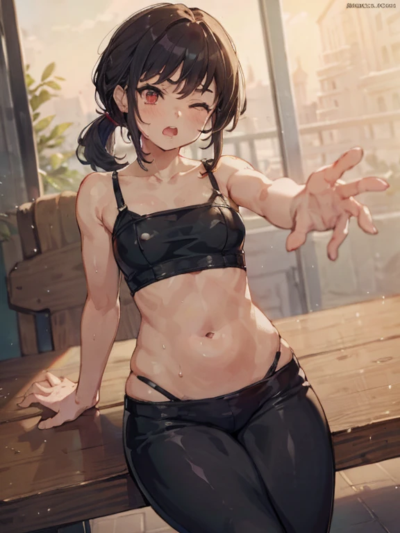 Girl wearing sports bra tied up