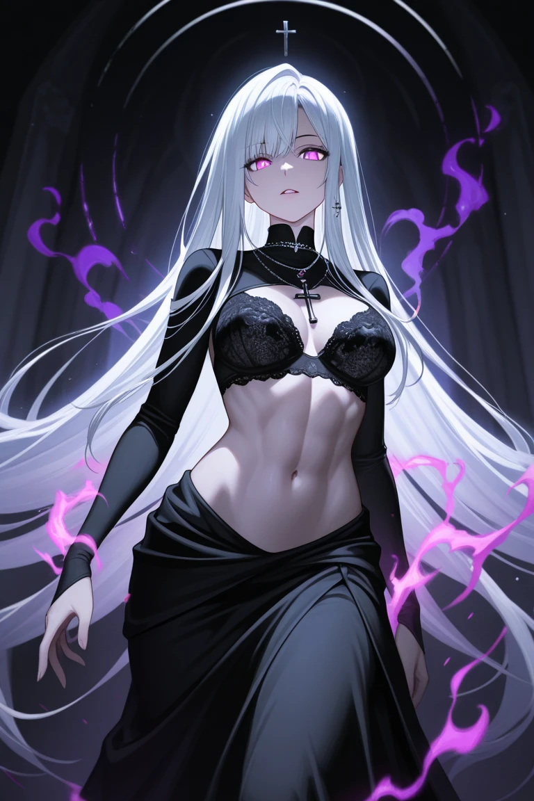 In the depths of a mystical forest, a drow female figure emerges from the shadows, her raven black skin glistening with an ethereal sheen. With deep red eyes piercingly fixated on the viewer, she exudes an air of enigmatic allure. Her long white hair cascades down her back like a silken waterfall, and an intricately crafted arma is slung over one shoulder.

As she stands before you, the drow female blushes deeply, her cheeks turning a rosy hue, revealing her perky breasts and curvaceous hips. She is dressed in a revealing bikini that clings to her short and busty