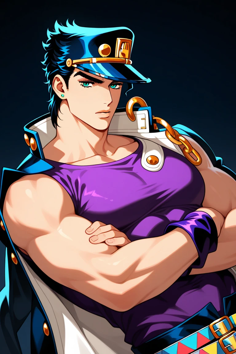 character, ((dramatic)) , 1boy, <lora:josukejojo2:1.2> , ((solo)), wearing gakuran, (best quality), (ultra detailed),(highres), absurdres, ((josukejojo)), closeup halfbody , 4k, HD, pixiv, fanart, <lora:robuttsStyleLora1MB_robuttsv1:1>