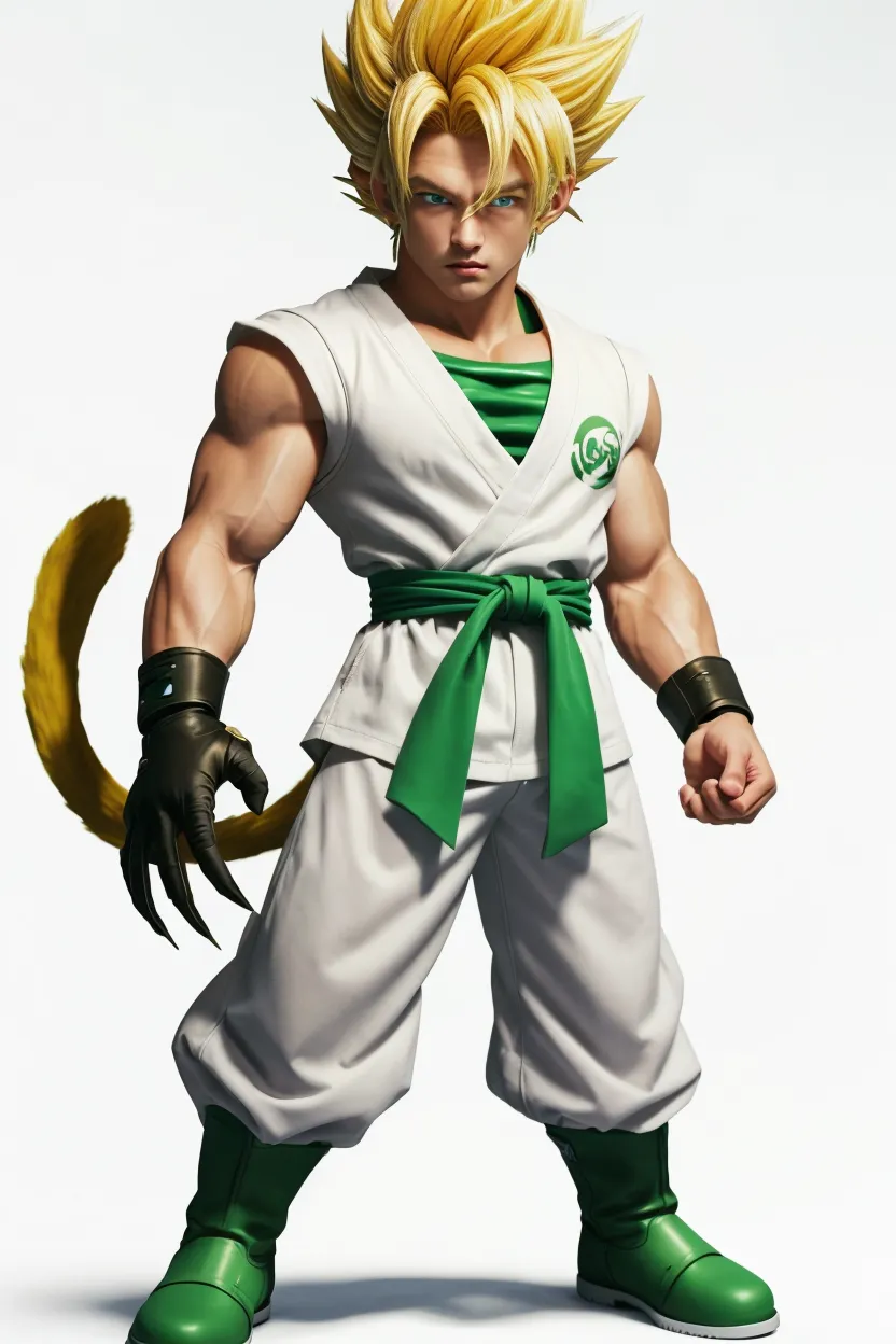Preciso de um animal vestindo um kimono de Jiu-jitsu branco. The animal is a green muscular crocodile.