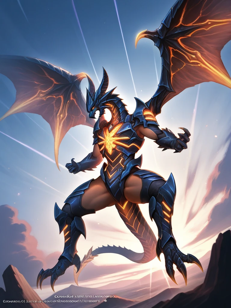 Create a hyper-realistic image of a dragon in space holding the sun --auto