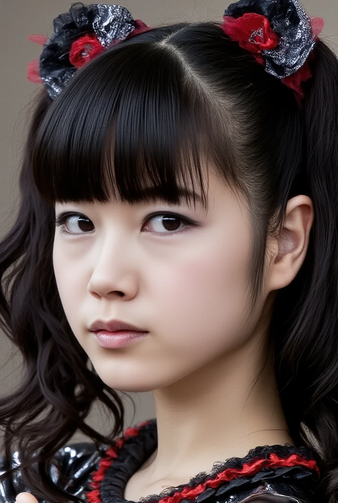 realistic, photorealistic, detailed, beautiful, RAW photo, film grain, (natural lighting :1.2), japanese, 1girl, raw photo, photo background, black hair, s0zukav2, red outfit, face focus, portrait,<lora:s0zukav2:1>, suzuka nakamoto, big eyes, asian, 20 years old woman