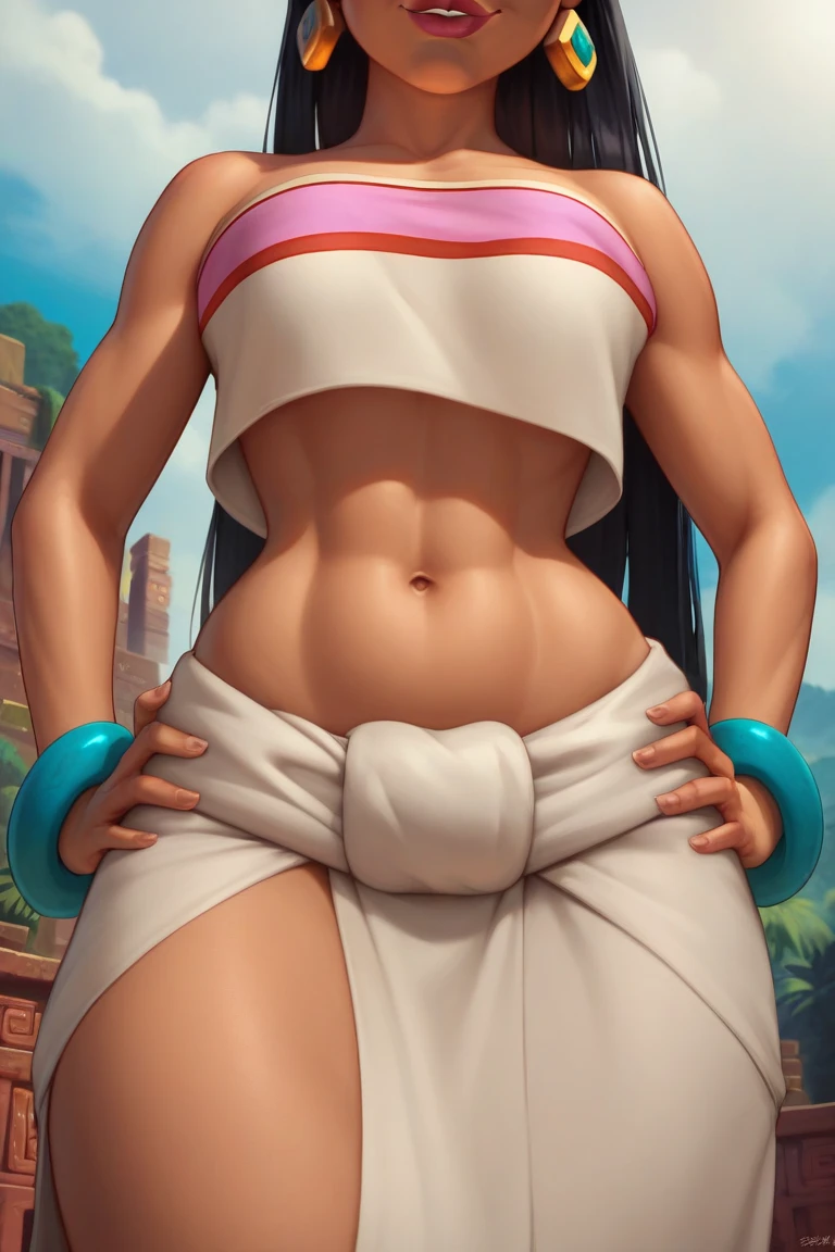 ,(Detailed eyes and skin), ultra high res, adsurdres, (((vibrant colours))), bright colours, 1girl, human, human skin colour, solo, heart-shaped pupils, (Heart-shaped pupils:0.9), fingernails, (blush:1.1)(speed lines:1.1)((heavy breathing:1.3)) purple long hair, purple eyes, smug face, choker, cute top, gym top, revealing, shoulder cut dress, shoulders visible, cleavage visible, (underboobs visible), cleavage cutout, underboobs, midriff, abs, slight muscles, light muscular, Showing the belly, light muscles, (((muscular abs))), bloated abs, bulging abs, bloated belly, bulging belly, bloated belly with a silhouette of visible abs, slim waist, thin back, accurate belly button, accurate lower belly, (((abs))), (((accurate belly button))), round belly, panty strings, gym shorts, thighs, clean body, sexy pose, aroused, arousing, background is an alley in a garden, detailed sunlight, sitting, dappled sunlight, day, depth of field, plants, summer, (dutch angle), kipteitei, dappling sunlight, Background Chinese Antiquity、thatched hut、springtime、jungles、lakes、hole in the mountains、waterfallr，The tree、grassy fields、Rochas、hot onsen、hydrosphere、（illustratio：1.0）、Epic composition、Realistic lighting、high definition detail、tmasterpiece、Best quality，（非常详细的 CG 统一 8k 壁纸）, by (by Pino Daeni, (by ruaidri), yupa, kiyosan), detailed background, anime, (dark shadows, wide dynamic range, hdr, low light:1.2).