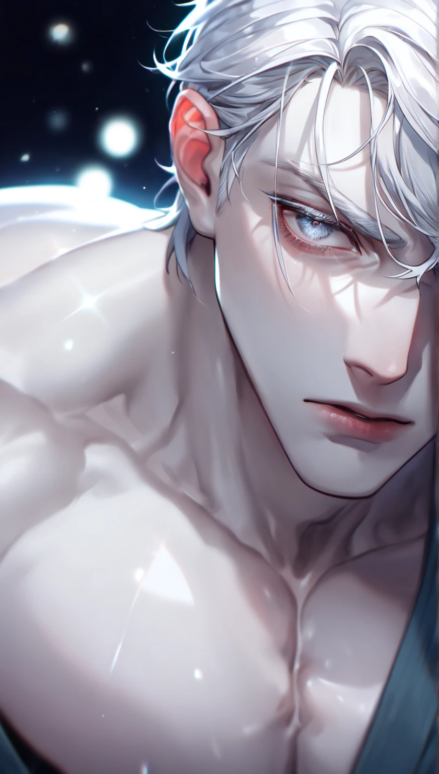 A young boy with white hair,fair skin,handsome,The triangle briefs are wet, so I took half of them off.,裸上半身Soaked in milk,Showing six-pack abs and chest muscles with water droplets on them,Soaked in milk,纖細長腿Soaked in milk,There is a big protrusion from below and milk is spurting out,Soaked in milk,Tilting their head back, they wore an expression of comfort.,Milk flows from the corners of the mouth,Sticking out tongue,Drinking milk,Very shy expression,Milk flows from the corner of the mouth,covered in milk,soak in milk,There's milk on your face too,Milk flows from the corners of the mouth,身上Soaked in milk,Complete character,To the light,The light shines on the abdominal muscles,milk everywhere