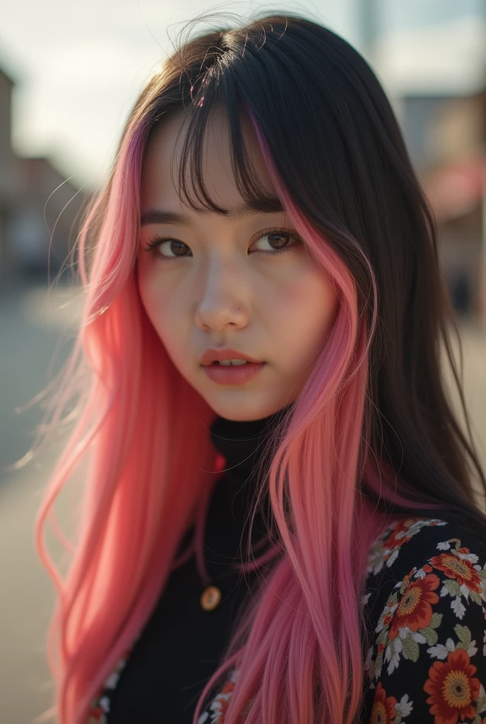 Cute Japanese woman, (16 years old), (Very cute face: 1.3), White moisturized skin,
BREAK,
Fighter, Kung Fu fighter, Idol,
BREAK,
(Wearing cute kimono: 1.3), (Very revealing kimono), Very large earrings, Short length,
BREAK,
(Long hair), (Bangs: 1.2), (Pink hair: 1.3), (Wavy hair), (Gradient color red hair: 1.3), (Red hair tips),
BREAK,
(Realistic: 1.3), Masterpiece, Perfect lighting, (Ultra high resolution), (8K), (Very detailed: 1.4), (From the front), Looking at the camera, Melancholic expression,
BREAK,
(Japanese city streets: 1.2), Tokyo Tower in Japan background,
BREAK,
(Demon Slayer: 1.4),