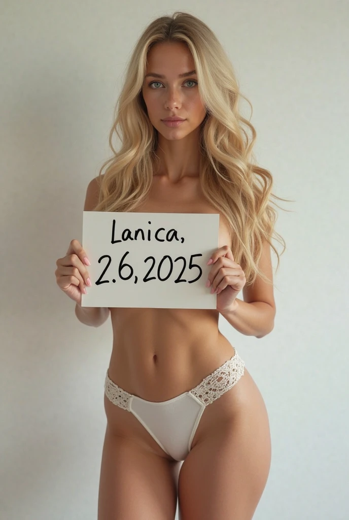 sports magazine cover, young european woman, (Chloe Toy), (slim:1.6), 25yo, ((yellow bikini)), (medium breasts:1.4), perfect body, smile, blonde, full body, thigh gap:1.4