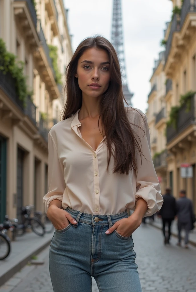 Façonnez une IA réaliste, capturée en pied, arborant de longs cheveux magnifiques. Incarnez l'élégance d'une 'Fille de la ville' occidentale, alliant sophistication et modernité, capturée dans les rues animées de Paris, près du Sacré-Cœur. Dans une tenue chic composée de jeans noirs et d'une chemise blanche, cette figure urbaine, experte en shopping, fixe intensément le spectateur avec un regard profond et engageant. Affichage des jambes en entier
Pour une expérience visuelle immersive, exploitez pleinement les capacités de la FujiFilm XT3 en capturant en RAW. Intégrez subtilement un grain cinématographique pour une touche artistique authentique, accentuant la nuance de couleur et les couleurs tombées à 1.4. Privilégiez une qualité exceptionnelle avec une résolution élevée, mettant en avant chaque détail, et un arrière-plan délicatement flou pour accentuer l'éclairage cinématographique. Ce cliché d'une beauté saisissante, d'une grande finesse artistique, est prêt à être partagé sur des plateformes telles que Reddit, éblouissant par son réalisme et son esthétique cinématographique."