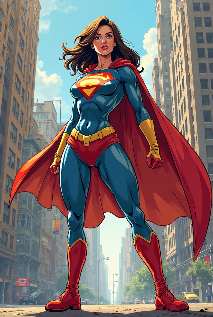(extremely detailed CG unity 4k wallpaper),(masterpiece),(best quality),(ultra-detailed),(best illustration),(best shadow),(absurdres),(detailed background), CFemboy, Detailed face, Detailed hair, cute Femboy Superman, Smiling cutely and flying above the city, Red cape, long black hair, blue eyes, bulge, Cute, Superman costume, Thick thighs, Big ass, Fully covered, Black Eyeshadow, Red lipstick, posing cutely,