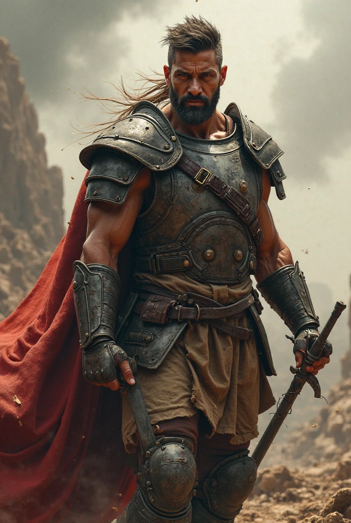 A vibrant image of a warrior in a war