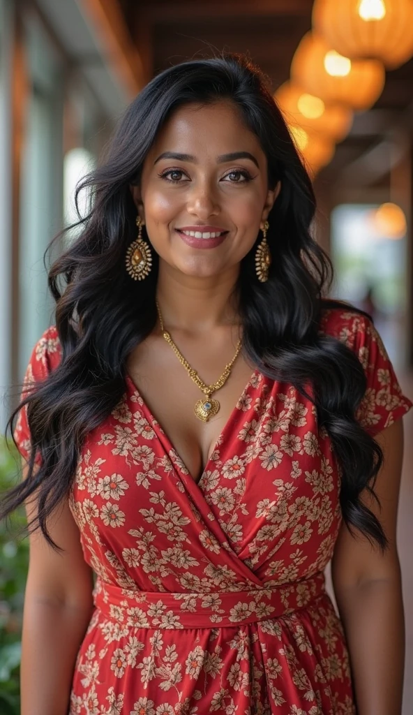 She’s a 36-year-old Indian woman with captivating beauty that turns heads wherever she goes. Her deep, expressive eyes hold a world of mystery, and her flawless skin glows with a warm, sun-kissed radiance. Her long, flowing hair frames a face marked by elegant features, a testament to timeless grace. Her presence exudes confidence and allure, making her the center of attention in any room. Despite the admiration she garners, there's an air of mystery about her, leaving everyone curious and drawn to her enigmatic charm. Make her fat