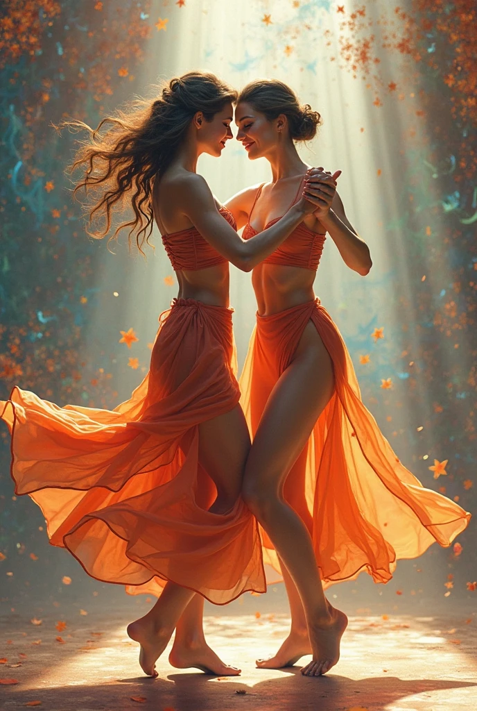 Create me four majestic poses with flowers and water