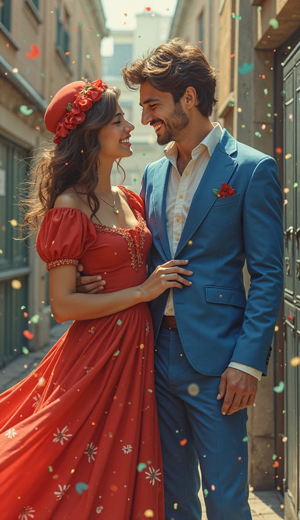 un hombre y una mujer posan para una foto con globos, arte promocional, imagen promocional, arte promocional, imagen promocionals, imagen promocional, 8k octan foto publicitaria, foto publicitaria, gente feliz, movie imagen promocional, centro de imagen, mejor en adobe stock, portrait photography, Juego casual, maxim shirkov, carga de alta calidad, retrato, promotion still