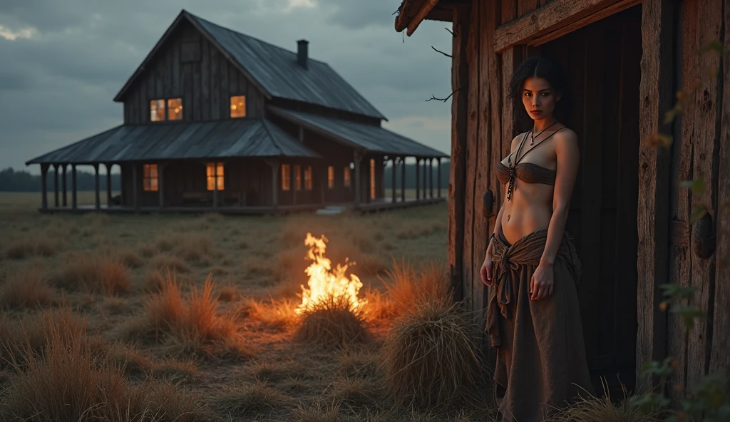 Beautiful, sexy, attractive redhead, (black lingerie with stockings), sexy eyes, (camping), intimate, hot, sensual, on hands and knees, waiting, slutty, wide angle shot, (no extra legs), (No extra arms) night, campfire, tent in background, ((young man sitting in background)), perfect face, masterpiece, high quality