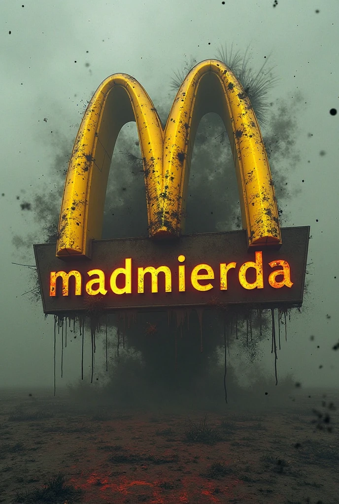1. Transforming the Golden Arches: Change the golden arches of the logo, which usually represent the “M” of McDonald's, for images of a fat line or an ascending graph, symbolizing health problems related to obesity.
2. Colors and Typography: Use colors that evoke warning or danger, like red and yellow in more intense tones. Change the font to something that looks less friendly and more aggressive or industrial..
3. Additional text: Add a small text below the