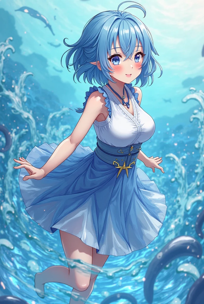 Fantasyart、make a woman from water、Expressing women with water、shuicolor、cleanness、Delicate、Realistic water、in isekai
