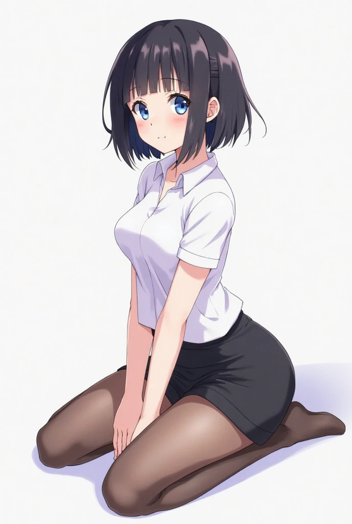 nsfw,1girl,Solo,ahoge,hair intakes,blackhair,brown eyes,nipple,seductive_smile,sitting,dynamic angle,(skirt),over-kneehighs,spread Legs,pussy,straight-on,masterpiece, best quality, very aesthetic, absurdres,(body:1.5),topless,light Areola,(pov Crotch),feet,(dark room:1.5),on wall 