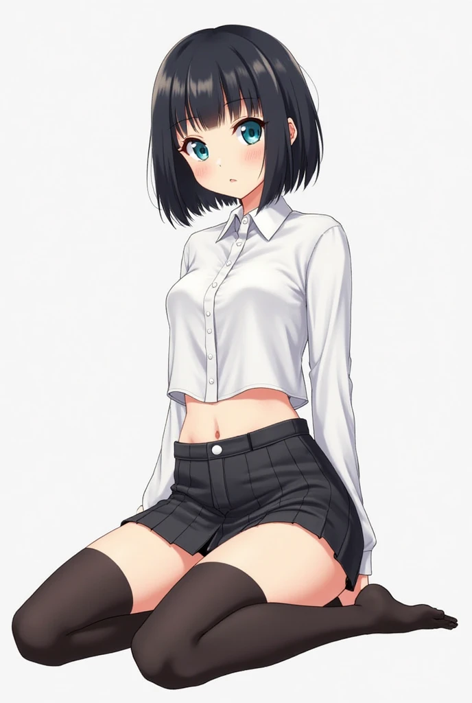 best quality, detailed face, 1girl, middle breast, smile, black polo shirt, gray miniskirt, good anatomy, looking at viewer, soft focus, cinematic lighting, depth of field, ((happy expression)), middle hair, bare legs, outdoor