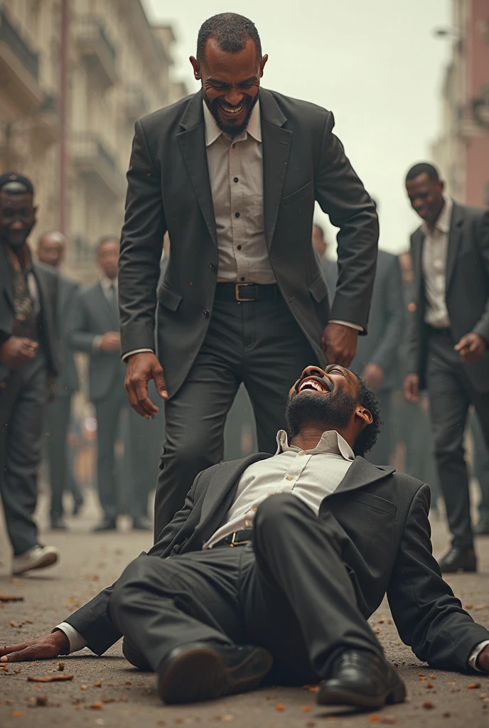 A white man whips a black man on a plantation
