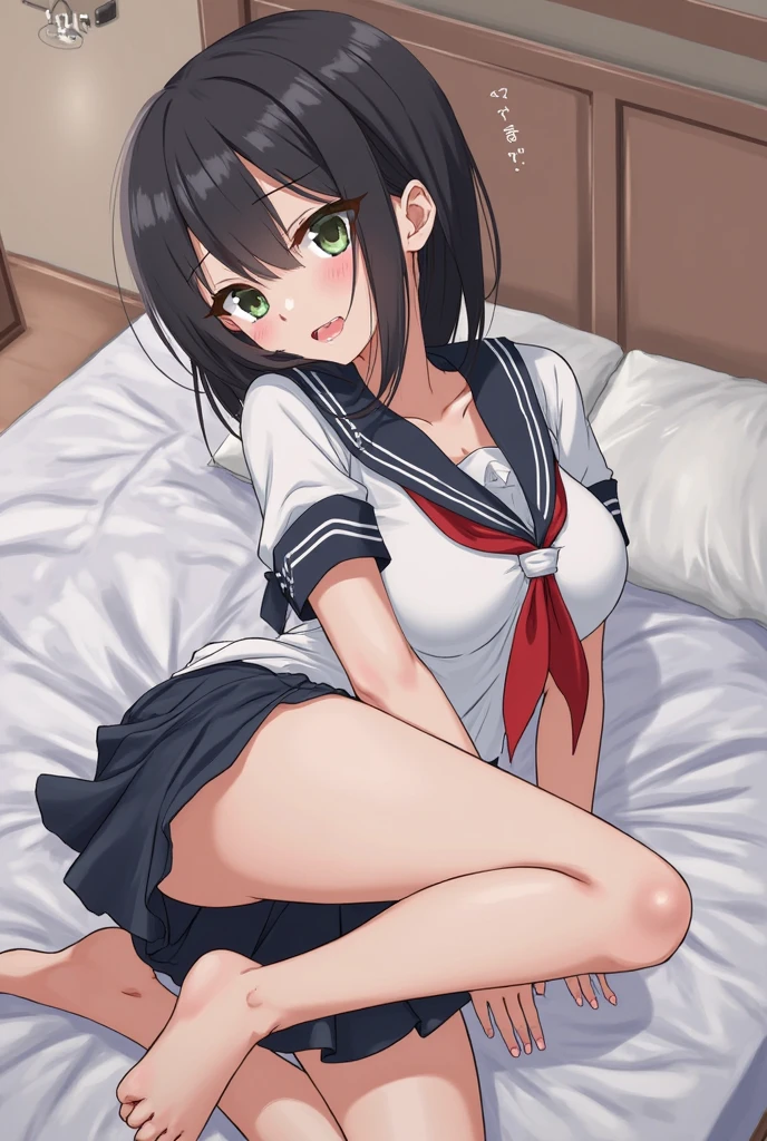 cute little、Amazing beautiful girl, Anime style, ghibli-like colors, 、17 age、I'm inviting、on the bed、A dark-haired、You are showing me your pubic area、Straight hair、Glamour、Colossal tits、de pele branca、I'm excited、wide-open legs、Very embarrassing、red blush。 Best Quality , Textured skin、 high details, High quality、Crotch facing me,Semi-long hair、I'm、No shoes,I can see the belly button、nudde、fullnude,pubick hair、Black short socks、School Uniforms、Pubic area、 hair,Open the crotch,、Tsurime,Troubled face、Anime-style eyes,Anime-style nose,Anime-style mouth、In the case of、light smile,