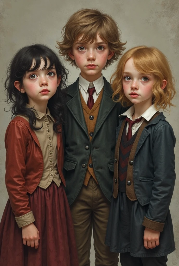 group of creep children staring out, black and white character portrait, ultra realistic, concept art, intricate details, war, cinematic, highly detailed by louis wain