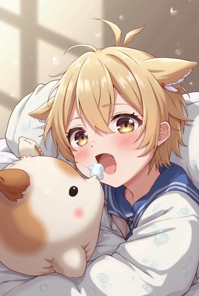 Kemoshota, fellatio, gokkun, cum in mouth