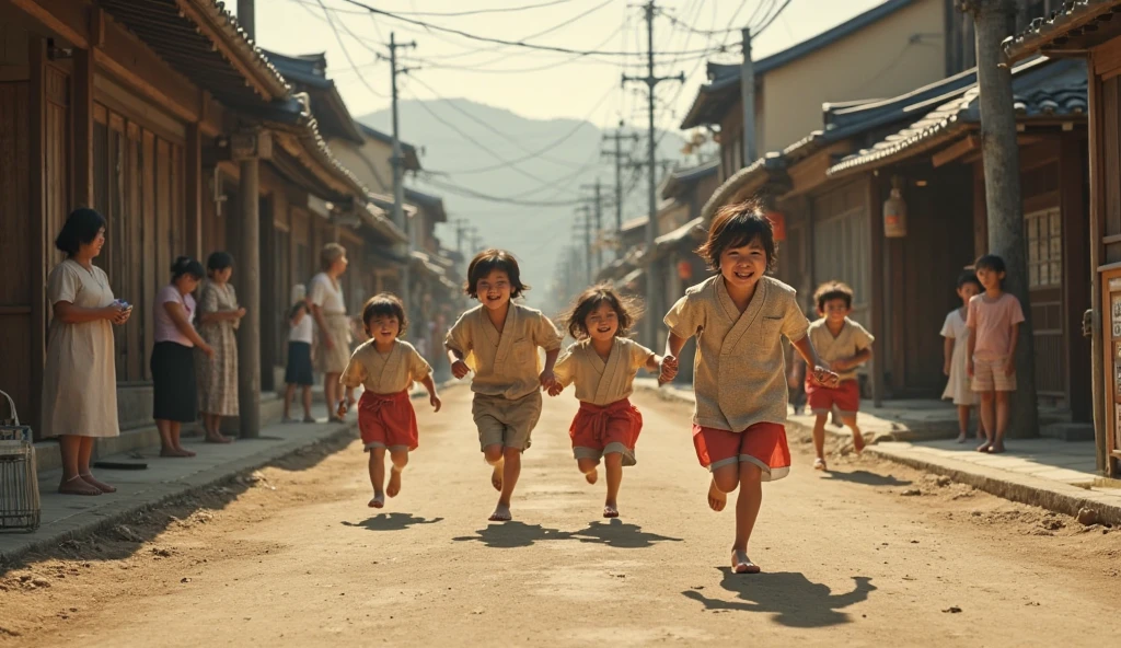 1890; (masterpiece, best quality) pacific city(Tokyo) roses white on the floor; children playing in the streets