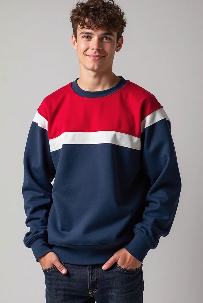 19 year old Argentinian, with Argentina shirt and sweater in his room lying face looking to the side with sunglasses, just him in his room gray hair with fade