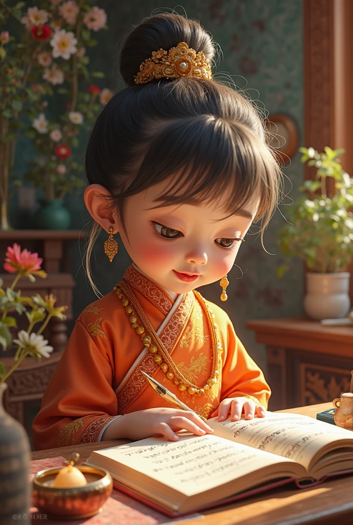 {high quality}, Octane Rendering, Ultra HD, Writing border depth, Astonishing, Movie, ancient China, 1 girl, Cute face, , flying fish,