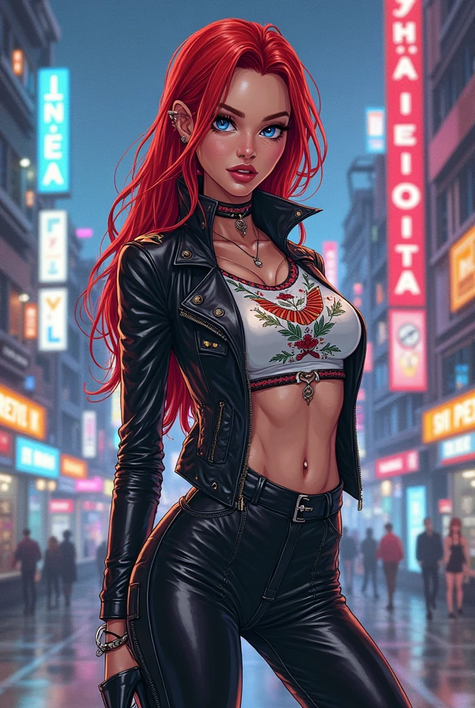 Girl, anime, egirl, queen, long hair, red hair, Shego, portrait