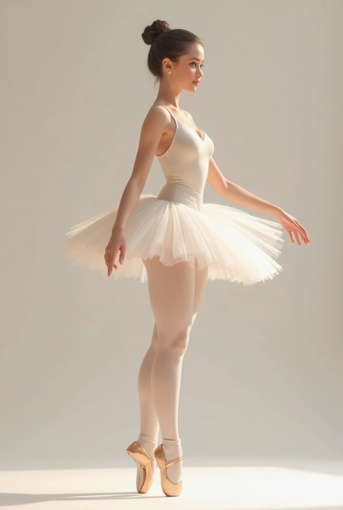 a beautiful girl in a graceful ballet pose, elegant ballet dancer, detailed face, beautiful eyes, delicate features, flowing ballet dress, ballet slippers, perfect ballet pose, dynamic movement, ethereal, peaceful, serene, soft lighting, pastel colors, impressionistic style, (best quality,4k,8k,highres,masterpiece:1.2),ultra-detailed,(realistic,photorealistic,photo-realistic:1.37)