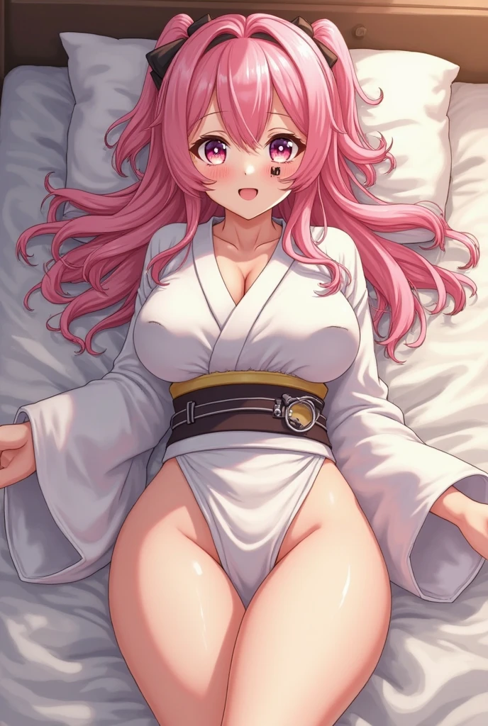 masterpiece, best quality, 1girl, solo, hyperrealistic quality, exquisite shadows, masterpiece, absurdes, HDR, sophisticated shadows, complex textures, Sharp focus, dslr photo, HD, UHD, 8K, long hair, hair between eyes, grey hair, pink hair, pink eyes, streaked hair, large breasts, bremerton, sleeping on sofa, sleeping, closed eyes, happy face, pajamas, comfort position, <lora:bremerton by goofy ai:1> , hands on belly