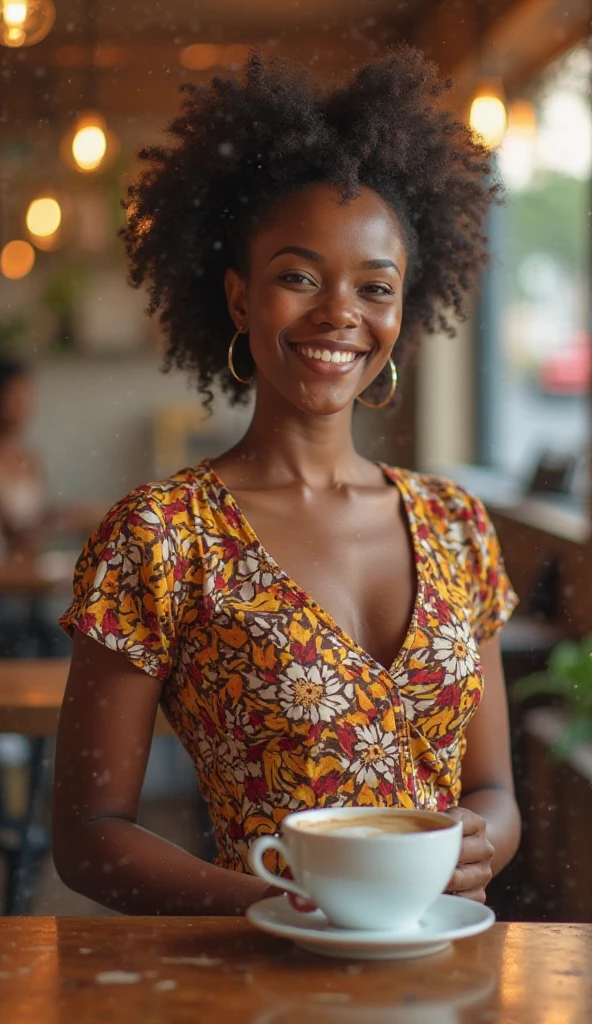 A stunning intricate full color portrait of a 20 year old smiling Jamaican woman, wearingPlunging V-neck blouse, wide-legged jumpsuit, and pumps, Spirited French Quarter, New Orleans, solo, epic character composition,by ilya kuvshinov, alessio albi, nina masic,sharp focus, natural lighting, subsurface scattering, f2, 35mm, film grain,closeup