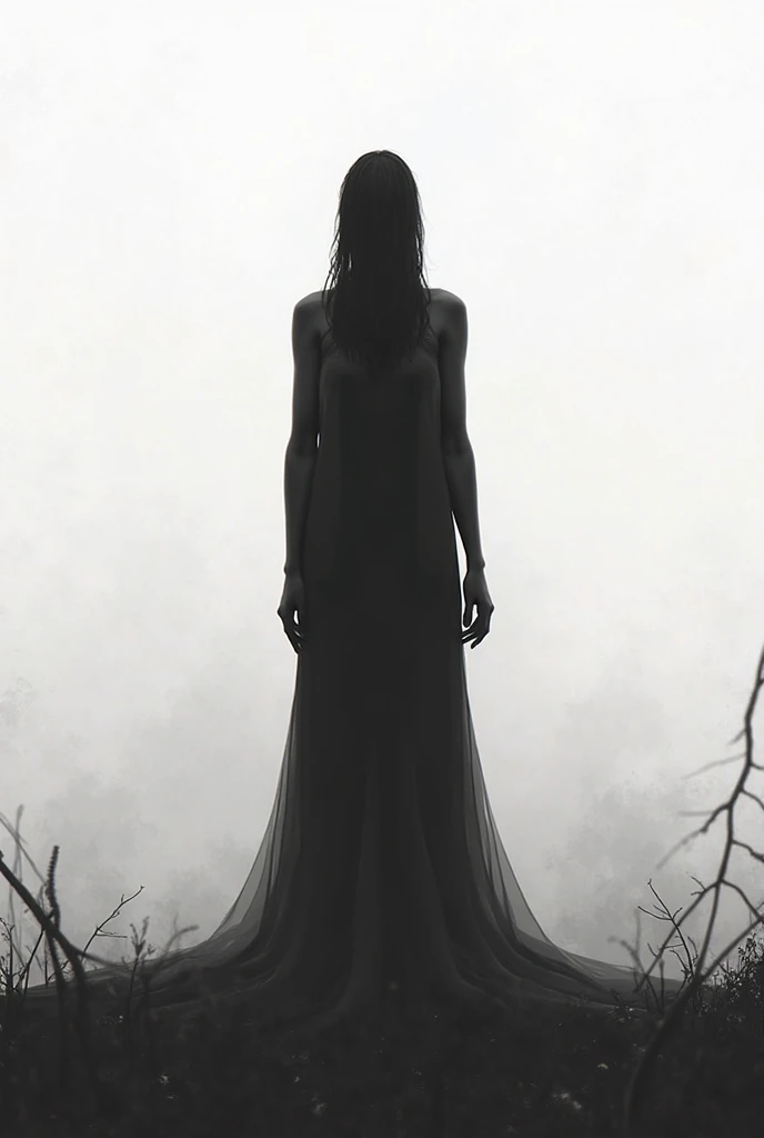 Foggy Forest, demonic silhouette, fairy shadow figure, red eyes, eyes in the fog, rotting, looking dead, torn wings, forest ruins,