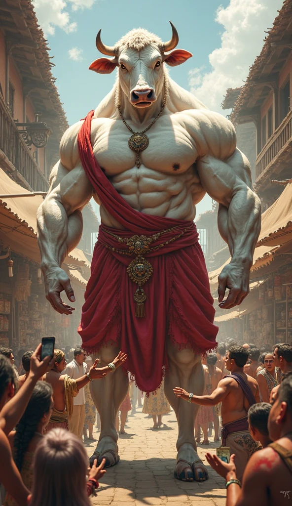The story of friendship between bajrangbali Hanuman and a gym enthusiast.  Hanuman is seen supporting the gym boy, "Ambuj" is written on the boy's t-shirt, the gym is seen in our background, the mix of his strength and muscle makes for a powerful sight