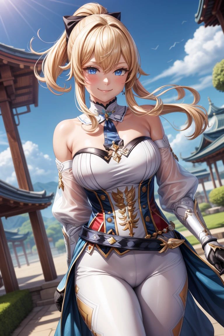 /draw blonde hair blue eyes blush breasts +duplicate genshin impact jean gunnhildr kaze no gyouja long hair