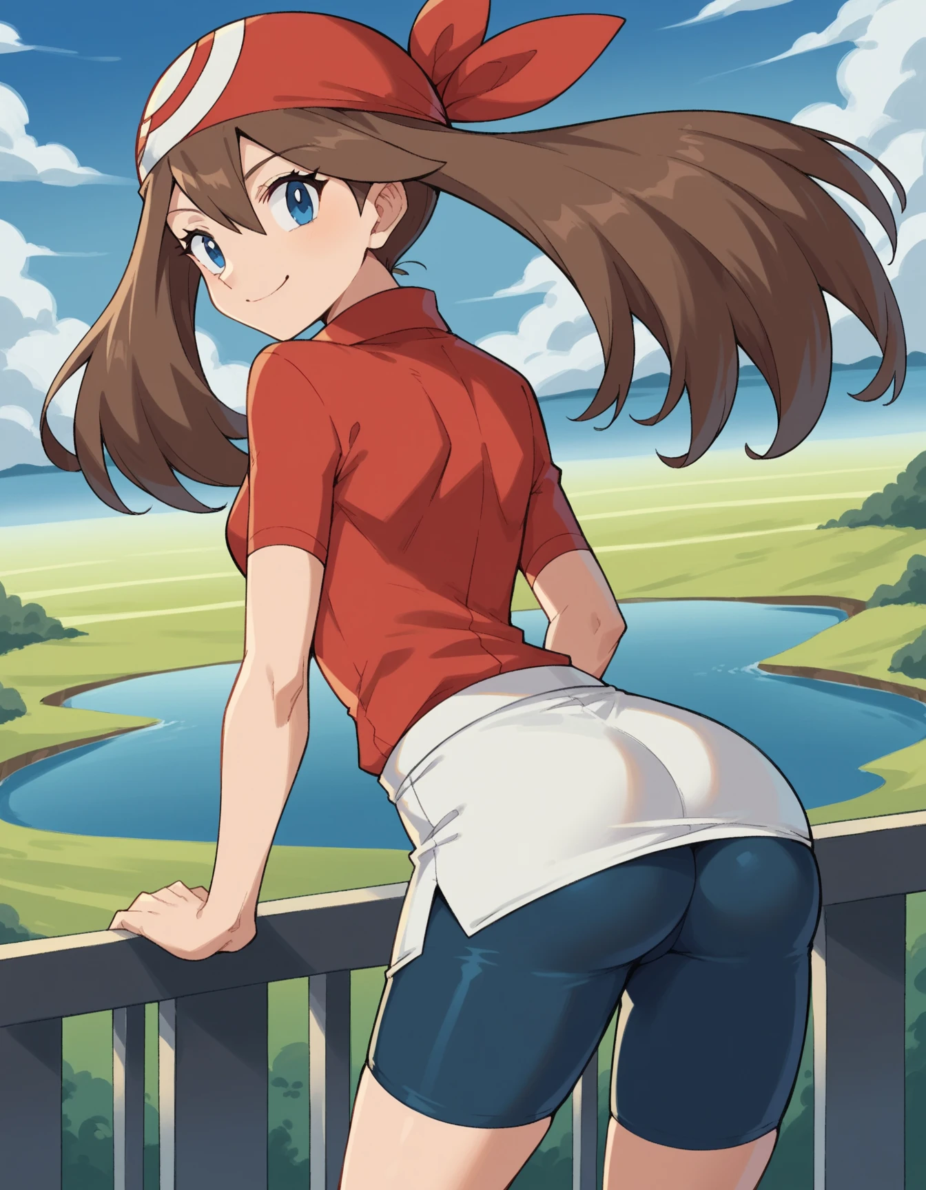 (masterpiece, best quality, high resolution), 1girl, brown eyes, braided ponytail, ribbon, hair ribbon, hazel hair, solo, sweat, nipples, pussy, spread pussy, standing, bad-girl, (((ass, low angle, from behind, mature female))), blush, beautiful body, beautiful nose, beautiful character design, perfect eyes, perfect face, alluring, wallpaper, perfect lighting, colorful, ultra highres, photography, 8K, HDR, (((shiny skin))), (((anime, anime style))), ((nude)), (((open field, sunlight, farm)))
