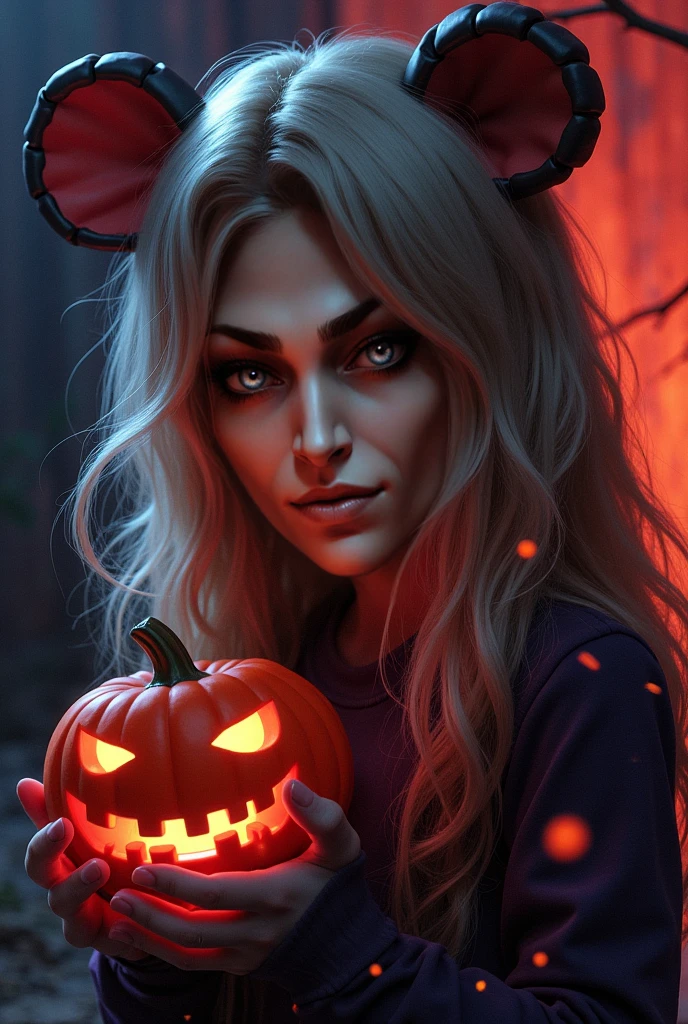 "Spooky and humorous Halloween scene with vibrant colors and captivating details, featuring playful and mischievous characters, unique costumes, creative decorations, and a festive atmosphere."