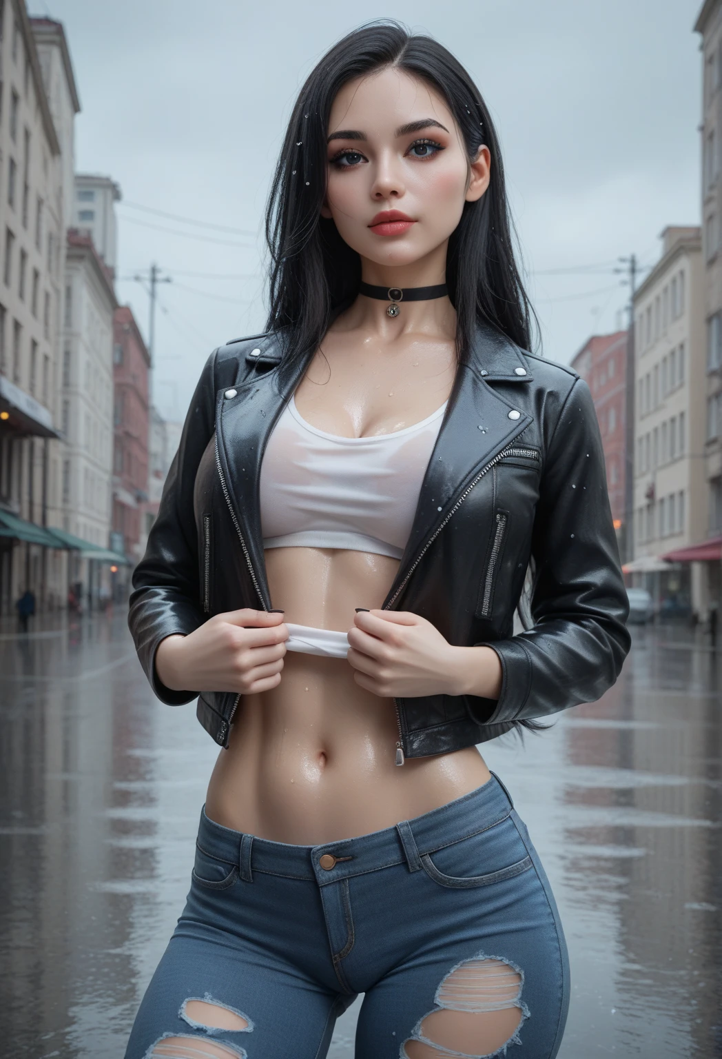 8k, Obra maestra, Foto RAW, La mejor calidad, detalle:1.2), fotorrealista, Fondos de pantalla CG unificados 8k extremadamente detallados, Profundidad de campo, cinematic light, Destello de lente, Trazado de rayos, (cara extremadamente hermosa, labios hermosos, Hermosos ojos), Cara de detalle intrincado, ((Piel ultra detallada)) 1girll, A oscuras, pelo color morado, sombra profunda, Bonita chica coreana, Kpop idol,(Cuerpo musculoso muy delgado y delgado:1.3), ((Ver el visor)), (gran sonrisa), (pantalon vaquero y blusa blanca), (zapatos de tacon alto), (Bragas expuestas), ((Disparos en cuerpo completo de pie)), (tomas de cuerpo completo caminando), (Injection cuff), (fondo fabrica abandonada), (luces de neon), (noche), Bonita chica coreana, Pendientes, brazalete, collar, pantys, ojos claros, andante, (Pale skin), Cara hacia adelante, (ojos grandes), Go back, (Tiro trasero), NSFW