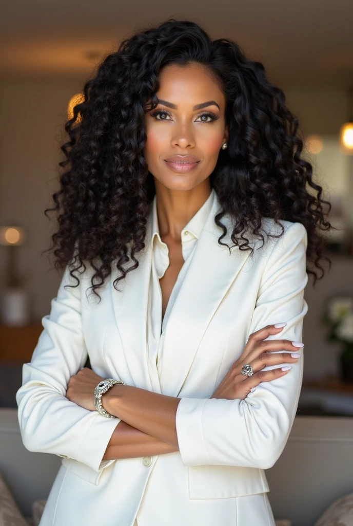 A photo of Sienna hosting a business workshop for aspiring entrepreneurs,original,Sienna James, a glamorous icon who first entered the public eye through a sensational scandal, now shines as a global sensation and a social media mogul. Her appearance is the epitome of high fashion and allure, with long, flowing ebony hair, a striking, meticulously crafted visage, and a wardrobe filled with the latest designer trends. , female