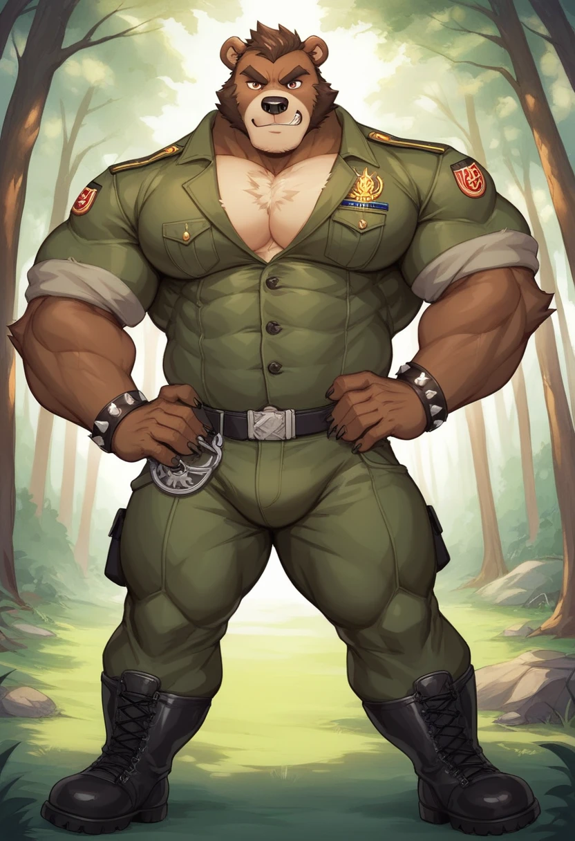 Solo, There is one man, Full body depicted, Men only, sexy, sensual, multiple firearms in the car, tropical jungle, large green armored car, intercom, goggles, black shoulder holster, black suspenders, heavy atmosphere, battlefield with smoke and bombing, guard the surroundings with a handgun, playboy bunny, long rabbit ears with camouflage pattern, dark green cuffs on the wrists, dark green collar, Camouflage pattern striped bow tie, black formal leather shoes, camouflage pattern socks, dark green gloves, bunny boy, mega muscle, hyper muscular, masculine appearance, mature man, beautiful light blue eyes, handsome, underwear only, shirtless, no pants, beautiful muscles, complex and elegant, highly detailed digital painting, anime style art, art station, concept art, top quality, masterpiece, ultra high definition, detailed background, realistic figure, muscular man, beard, muscle, volumetric lighting, depth of field, smooth and sharp focus, illustration, art, camouflage color striped pattern G string bikini, string bite, golden face hair, trimmed hair, golden hair, muscle, navel, muscle, male, gay, hyper muscular, male focus, muscular male, yaoi, muscles, buttocks, pectoral muscles, large pectoral muscles, thick quadriceps, thighs, wet body, heat and steam emanating from the body, sweating, drenched, crotch, big back, turning around, showing back, showing buttocks, upper class, shiny oiled skin, glittering oiled skin, tanned skin, foam buttocks, dog style,