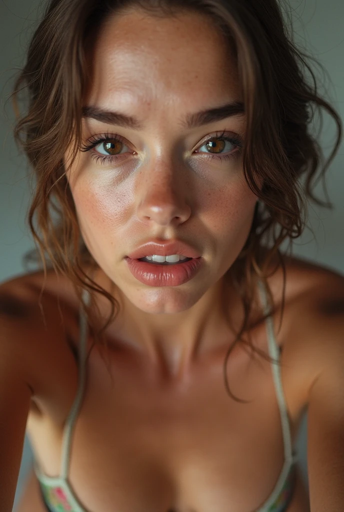 1 Female,Face and body facing forward,reaching out,sexual climax,from the front,Selfie,Ultra-realistic as a photo,sobbing,Blushing,highest quality,8k, Ultra-high resolution,RAW Photos,well-proportioned body,Beauty,Small and beautiful breasts,Focus on face and chest,POV,Wet white tank top,Tight jeans,Her bra is visible through her tank top,Sharpness,
