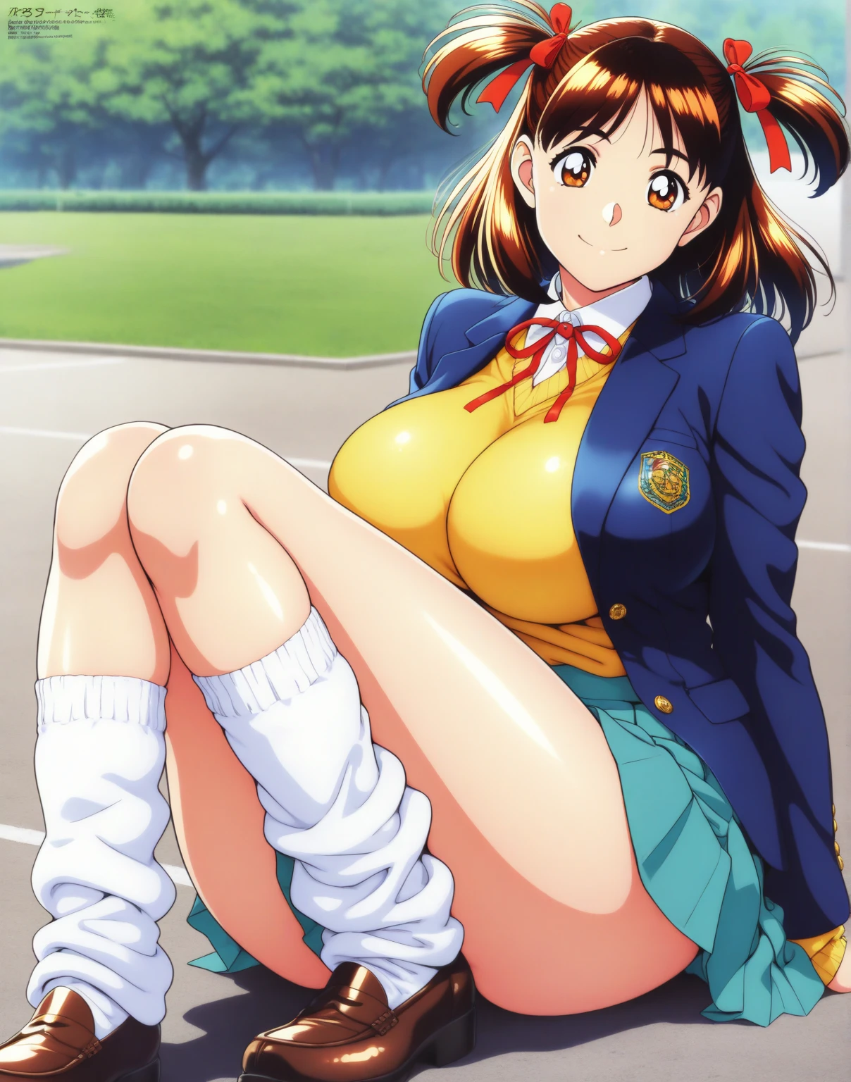 android, beautiful robot makes hard masturbation, she gets orgasms. Her short pigtails, brown hair, Hair tie with two big red clothespins, big smile, brown hair, middle age, joint seam, blue eyes, full body figure, Height: 160cm, She wears only Light beige micro mini pantie, fluttering skirt, skirt folds, white retro swimwear, Uplifting, 2020s anime style, 21thcentury japan animation, show White pantie, strong wind is blowing.