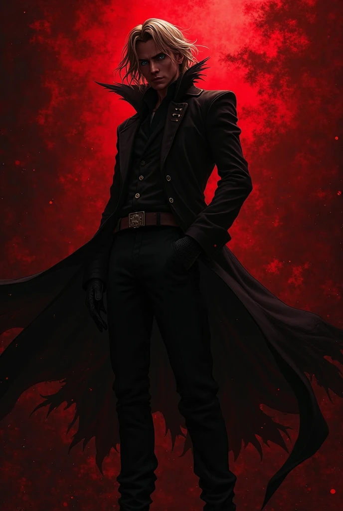 ((Full body):1.2),((Selective color):1.1), Drawing of a Vampire in Black Trench Coat with Red Eye and Vampire Fang, silhouette of Vampire in background, smooth lines, fine art piece, Express expressions and postures through ink contrast, emphasize light, shadow and space. figurative art, (best quality, 4K, 8k, high resolution,masterpiece:1.2) ,(actual, photoactual, photo-actual:1.37). ((perfect_composition, perfect_design, perfect_layout, perfect_detail, ultra_detailed)), ((enhance_all, fix_everything)), More Detail, Enhance. | Rendered in ultra-high definition with UHD and retina quality, this masterpiece ensures anatomical correctness and textured skin with super detail. With a focus on high quality and accuracy, this award-winning portrayal captures every nuance in stunning 16k resolution, immersing viewers in its lifelike depiction. (((anatomical correctness))), (((perfect_fingers))), (((perfect_legs))), (((perfect_hands))), ((perfect_composition, perfect_design, perfect_layout, perfect_detail, ultra_detailed)), ((enhance_all, fix_everything)), More Detail, Enhance.
