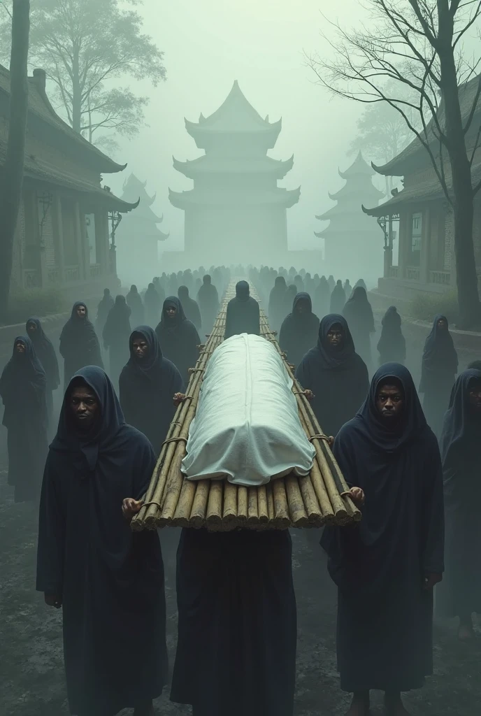 Dead ninjas in bless dress on roof 