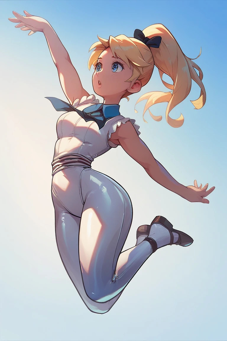 Beauty with golden curly hair, ((Blonde beauty)), With bangs, Impossibly cute face, And slim, Small breasts, Exquisite Function, Pale light and shadow, Dindal effect, disheveled golden hair, With bangs, Erotic scenes, Very bright white (Front view from the feet), ballerina, 23-year-old woman,Accentuate your waistline, Clearly visible body lines、Light background, Emphasis on flexibility, No underwear on, Transparent see-through leotard, Leotards in various colors, Leotards in various shapes, White Pantyhose, Pink tutu, Demonstrates leg flexibility, leotard, Exposed leotard