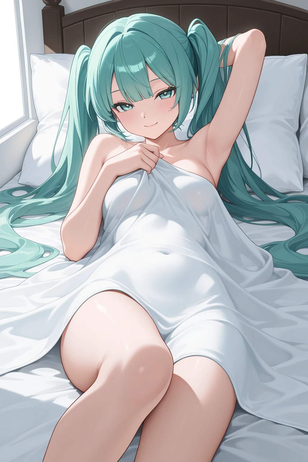 Hatsune Miku,anime,Bikini white,Small breasts,Body is thin,whole body,Bikini swimsuit with a small area,sexly,One Girl, Talents
