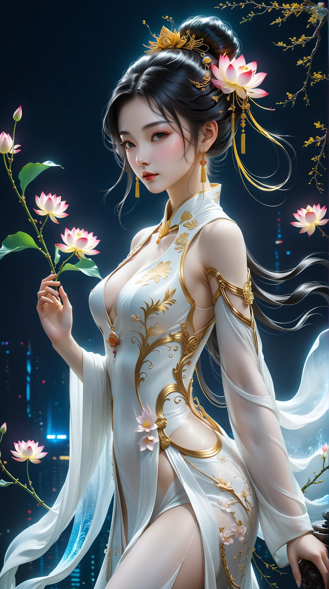 Eyebrows are like willow leaves in early spring, often containing rain and hatred, face islike peach blossoms in March, hiding the moonlight,The slender waist is graceful, and therestrained swallows are lazy,The jade appearance is enchanting, and the flowers explainthe lanquage, and the fragrance is graceful and graceful